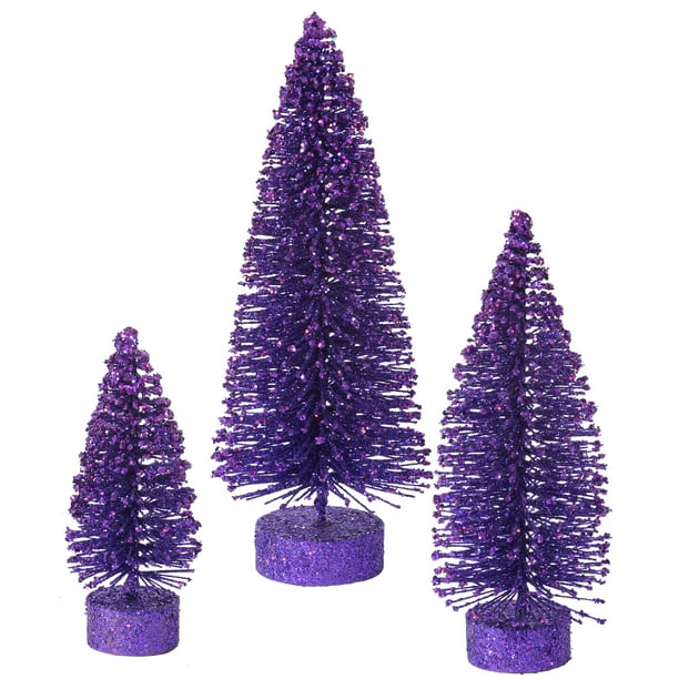 Vickerman 5"/7"/9" Purple Glitter OvalArtificial Christmas Tree, Unlit