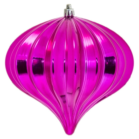 Vickerman 5.7" Fuchsia Shiny Onion Christmas Ornament UV Treated with Drilled and Wired Cap, 3 per bag