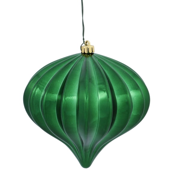 Vickerman 5.7" Green Shiny Onion Christmas Ornament, UV treated, Set of 3