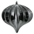 thumbnail image 1 of Vickerman 5.7" Gunmetal Shiny Onion Christmas Ornament UV Treated with Drilled and Wired Cap, 3 per bag, 1 of 2