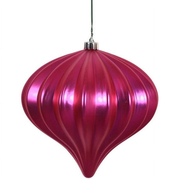 Vickerman 5.7" Magenta Matte Onion Ornaments with UV-Resistant Finish and Pre-Drilled Cap, Set of 3