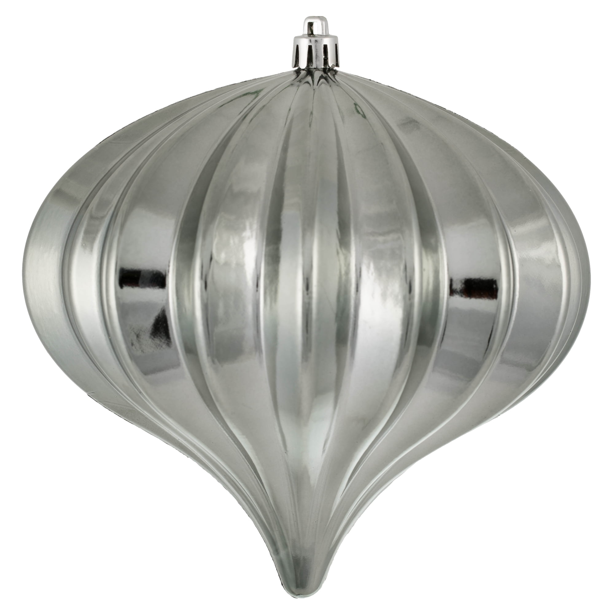 Pewter Shiny Shatterproof Plastic Onion Christmas Ornaments, Set of 3