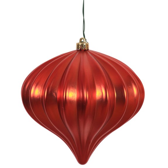 Vickerman 5.7" Red Matte Onion Christmas Ornament, UV treated, Set of 3
