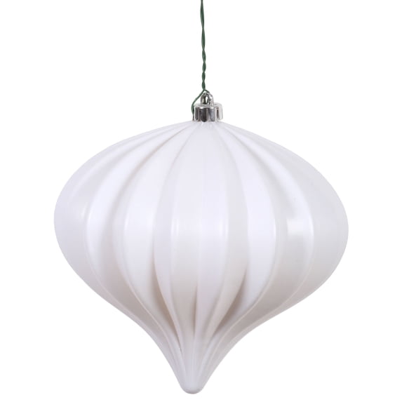Vickerman 5.7" White Matte Onion Christmas Ornament, 3 per Bag