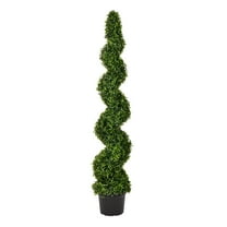 Vickerman 5' Artificial Potted Green Boxwood Spiral Tree.