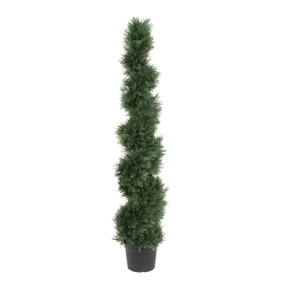 Vickerman 5' Artificial Potted Green Cedar Spiral Tree.