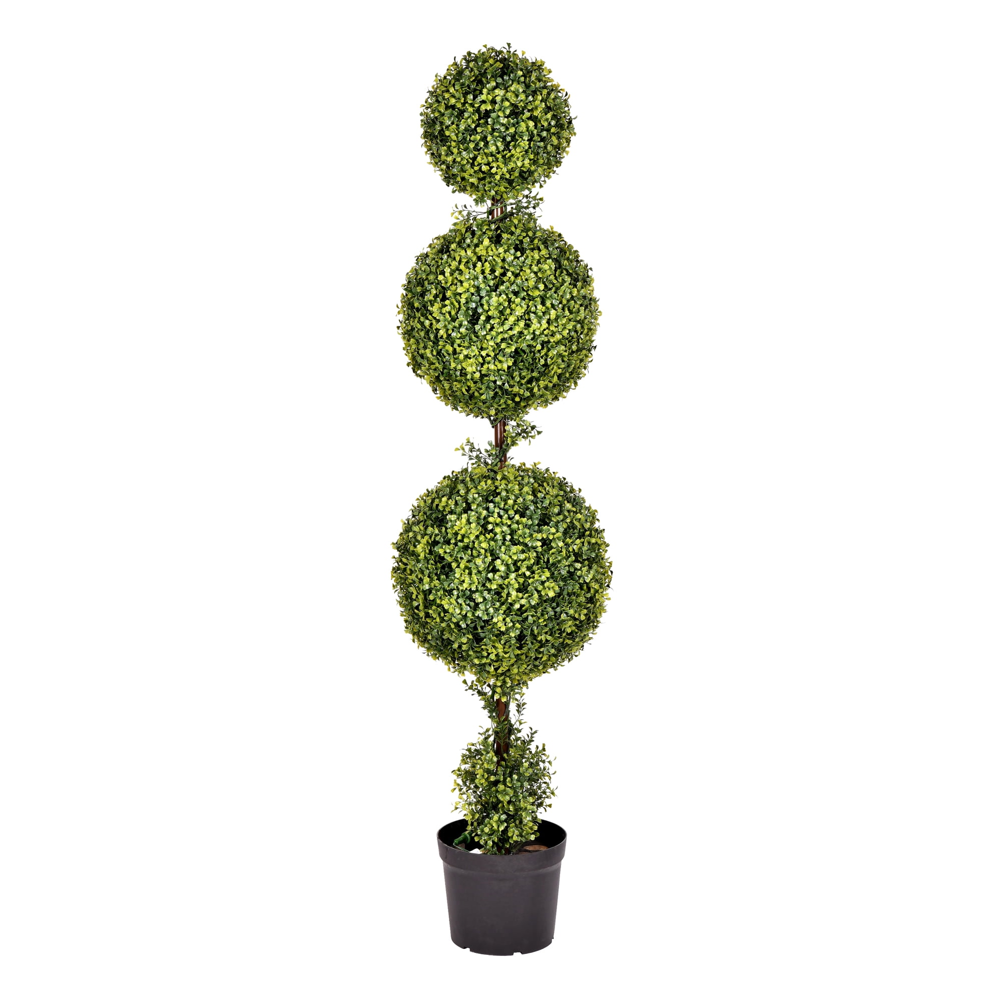 Elegant Outdoor 5' Plastic Boxwood Triple Ball Topiary