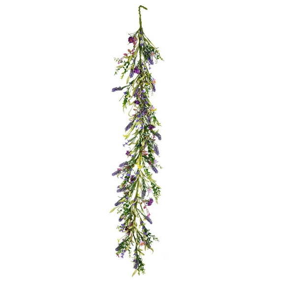 Vickerman 5' Everyday Artificial Purple Lilac Wild Flower Garland - Faux Indoor Floral Greenery Arrangement - For Home Or Office Decor - Maintenance Free