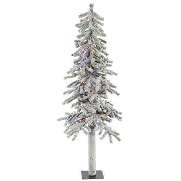 Vickerman 5' Flocked Alpine Artificial Christmas Tree, Multi-Colored Dura-Lit lights