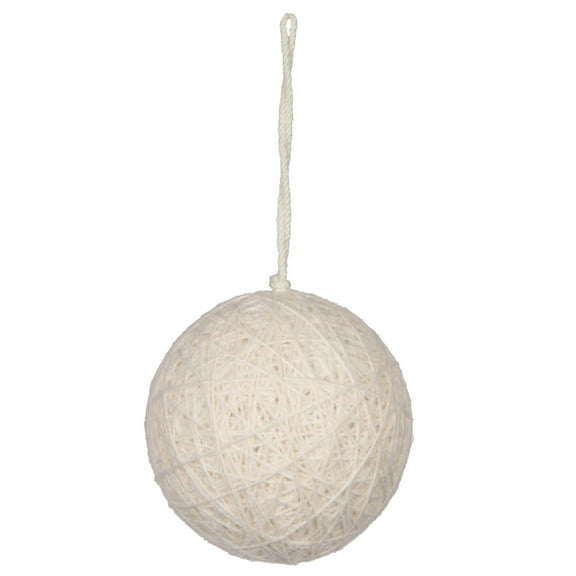 Vickerman 5" Ivory Wool String Wrapped Ball Ornament, 2 per bag.