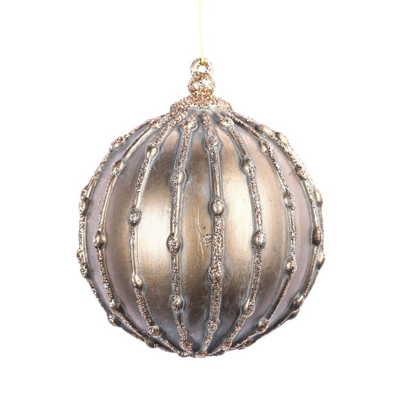 Vickerman 5" Mocha Antique Glitter Pearl Ball Ornament, 3 per Bag