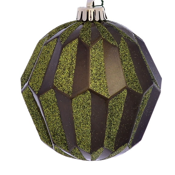 Vickerman 5" Olive Glitter Faceted Ball Ornament, 3 per Bag