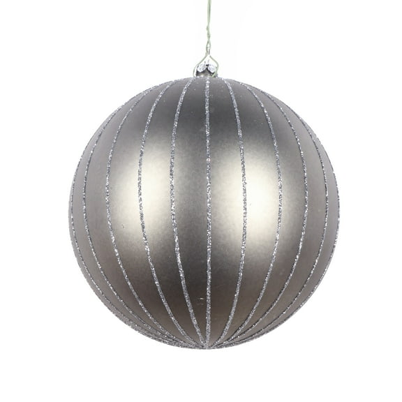 Vickerman 5" Pewter Matte Glitter Ball Christmas Ornament, 4 pieces per bag