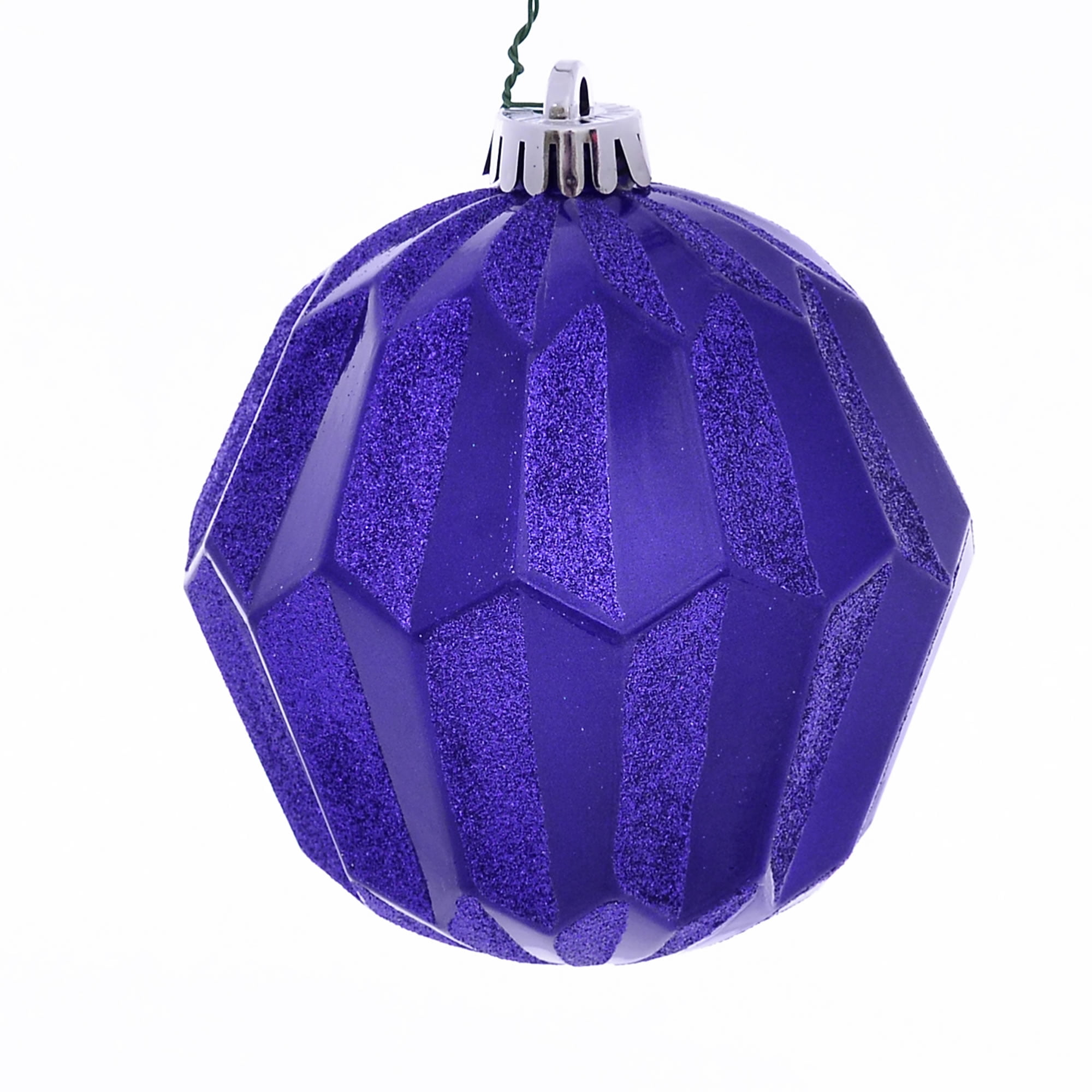 Vickerman 5" Purple Glitter Faceted Ball Ornament, 3 per Bag