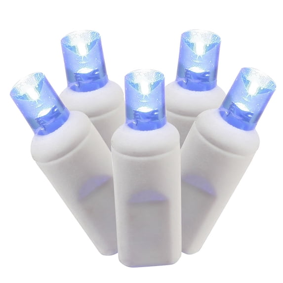 Vickerman 50 Blue Wide Angle LED Light on White Wire, 25' Christmas Single Mold Light Strand