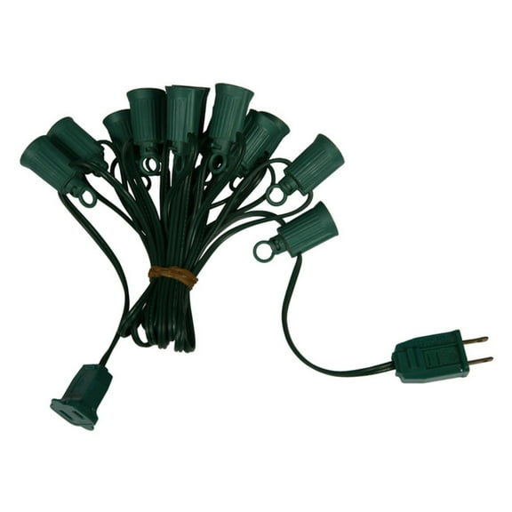 Vickerman 50' C7 Socket Wire with 50 C7 Sockets on SPT-1, 18 Wire Gauge, Green