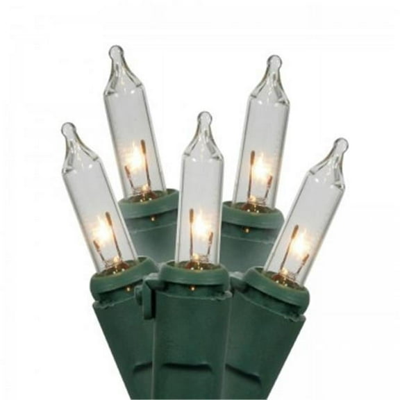Vickerman 50 Clear Twinkle Mini-Lights on Green Wire, 23' Christmas Light Strand