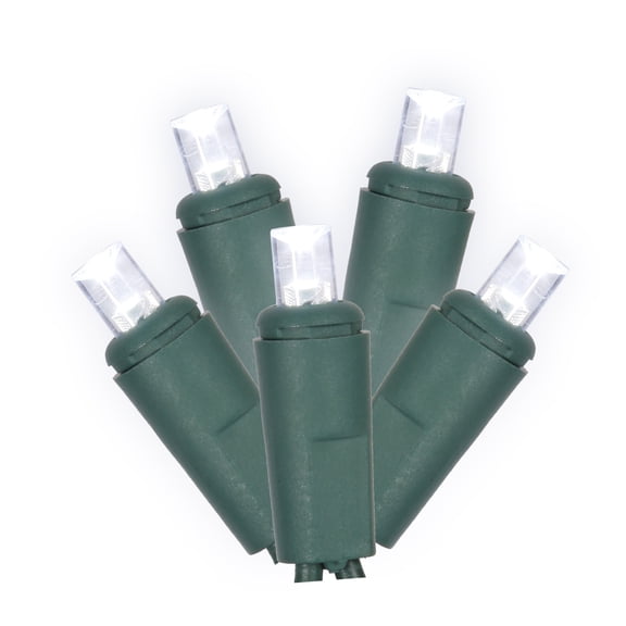 Vickerman 50 Cool White Wide Angle LED Light on Green Wire, 25' Christmas Single Mold Light Strand