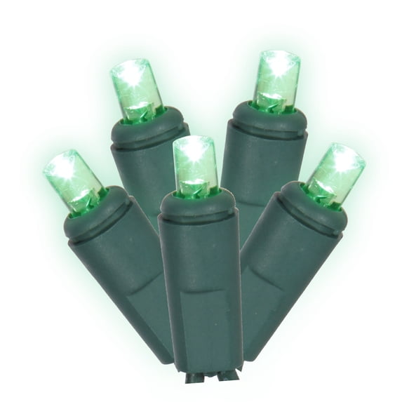 Vickerman 50 Green Twinkle Wide Angle LED Light on Green Wire, 25' Light Strand.