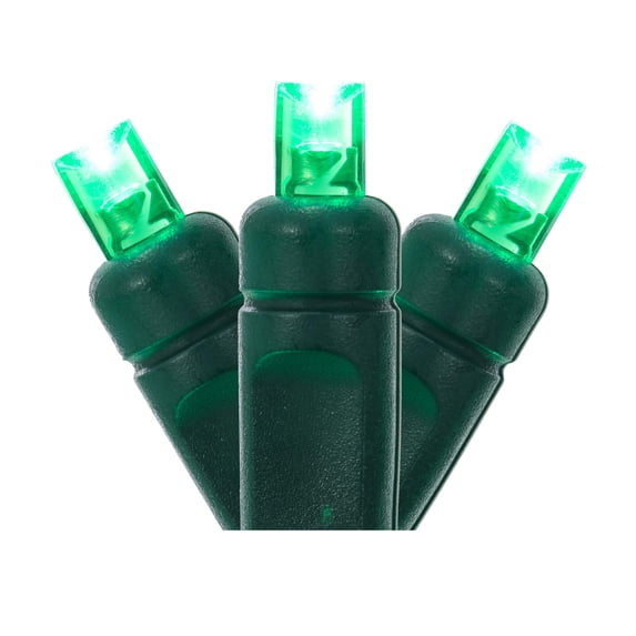 Vickerman 50 Green Wide Angle LED Light on Green Wire, 25' Christmas Single Mold Light Strand