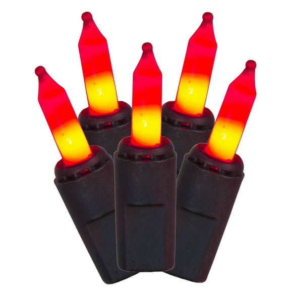 Vickerman 50 Light LED Orange Dura-Lit Mini Lights, Black Wire