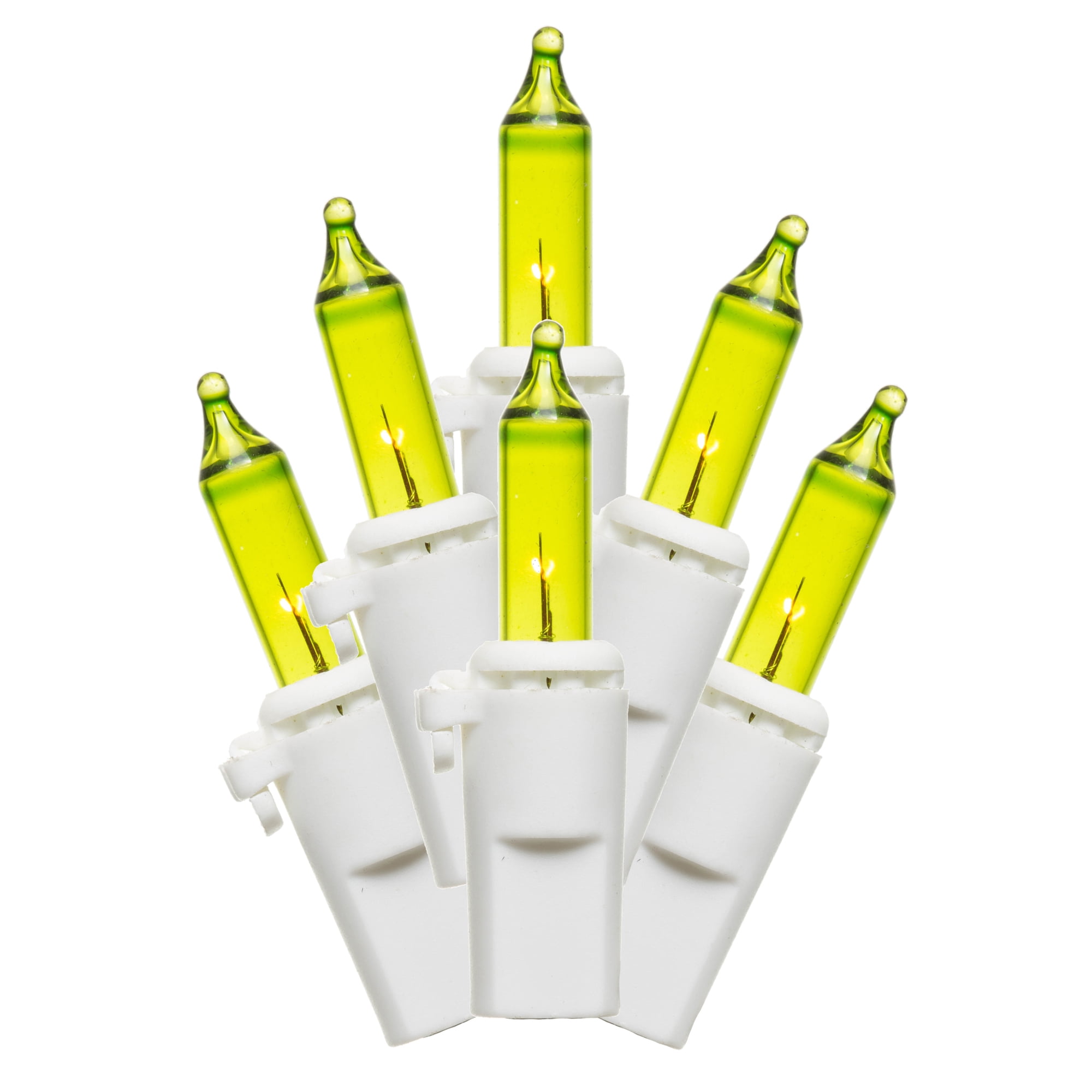 Lime Green Mini Christmas Lights with White Wire, 23' Strand