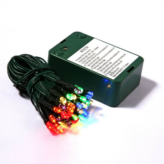 Vickerman 50 Multi-Colored LED, 15' Battery Operated Christmas Light Strand.