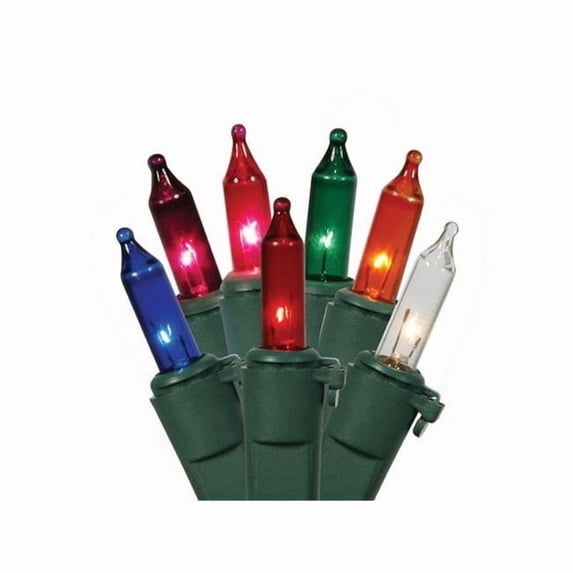 Vickerman 50 Multi-Colored Twinkle Mini-Lights on Green Wire, 23' Christmas Light Strand