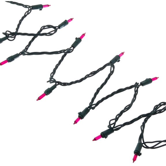 Vickerman 50 Pink Mini-Light on Green Wire, 16' Christmas Light Strand