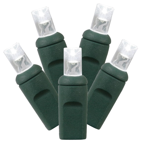 Vickerman 25' Wide Angle LED Green Wire Christmas Light Set in Pure White