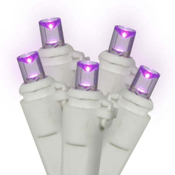 Vickerman 50 Purple Wide Angle LED Light on White Wire, 25' Christmas Single Mold Light Strand