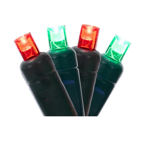 Vickerman 50 Red-Green Wide Angle LED Light on Green Wire, 25' Christmas Single Mold Light Strand