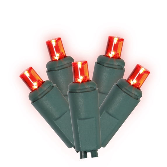 Vickerman 50 Red Twinkle Wide Angle LED Light on Green Wire, 25' Christmas Single Mold Light Strand