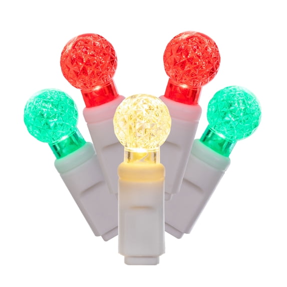 Vickerman 50 Red-White-Green G12 LED Light on White Wire, 25' Christmas Single Mold Light Strand