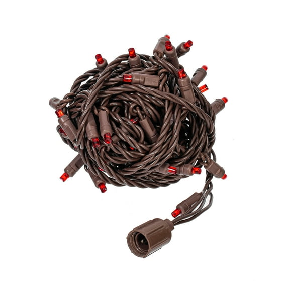 Vickerman 50 Red Wide Angle Coaxial Non-Rectified LED Light, 25' Long Christmas Light Strand.