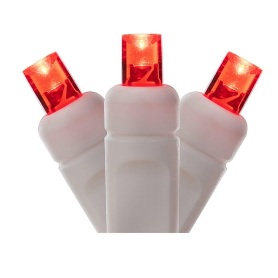 Vickerman 50 Red Wide Angle LED Light on White Wire, 25' Christmas Single Mold Light Strand