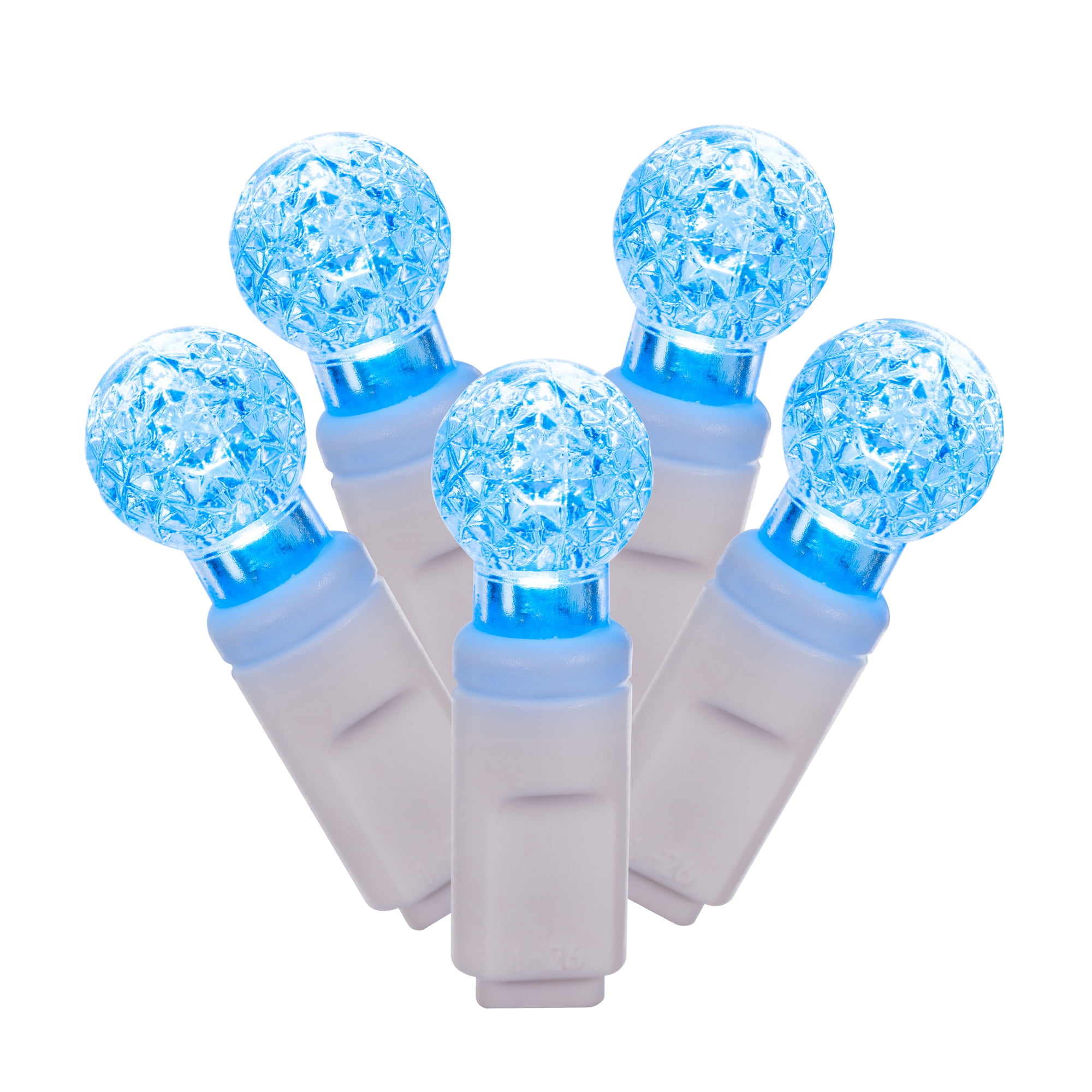Teal G12 LED Globe Christmas Tree Lights with White Wire