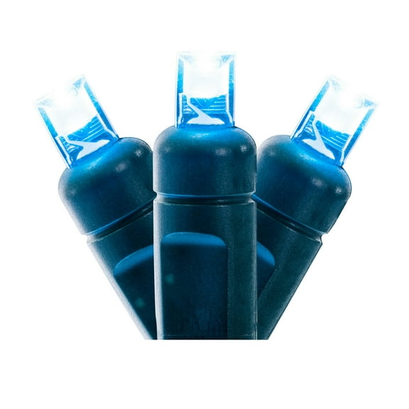 Vickerman 50 Teal Twinkle Wide Angle LED Light on Green Wire, 25' Christmas Single Mold Light Strand