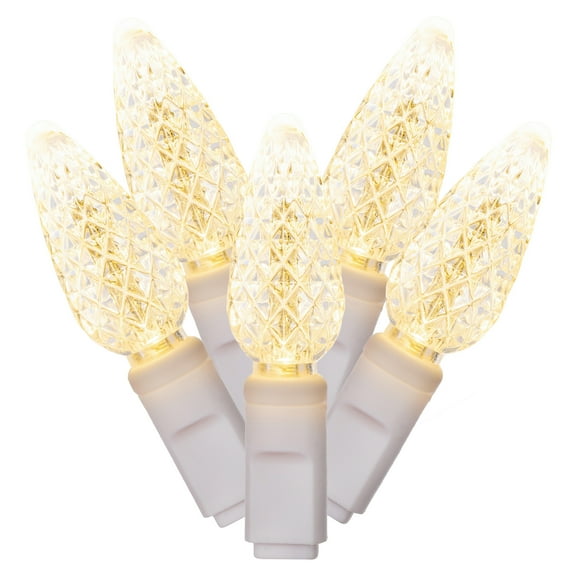 Vickerman 50 Warm White C6 LED Light on White Wire, 25' Christmas Single Mold Light Strand