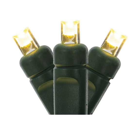 Vickerman 50 Warm White Wide Angle LED Light on Green Wire, 34' Christmas Single Mold Light Strand