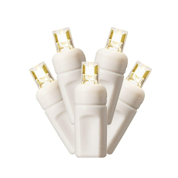 Vickerman 50 Warm White Wide Angle LED Light on White Wire, 25' Christmas Single Mold Light Strand