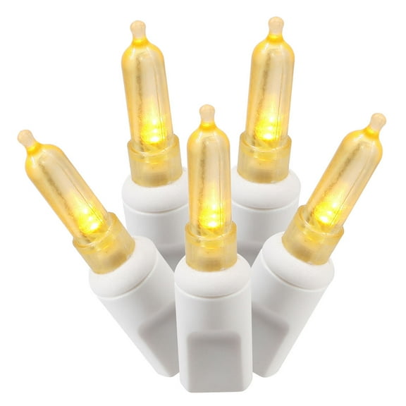 Vickerman 50 Yellow Italian LED on White Wire, 25' Christmas Single Mold Light Strand