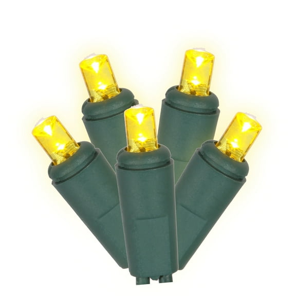 Vickerman 50 Yellow Twinkle Wide Angle LED Light on Green Wire, 25' Light Strand.
