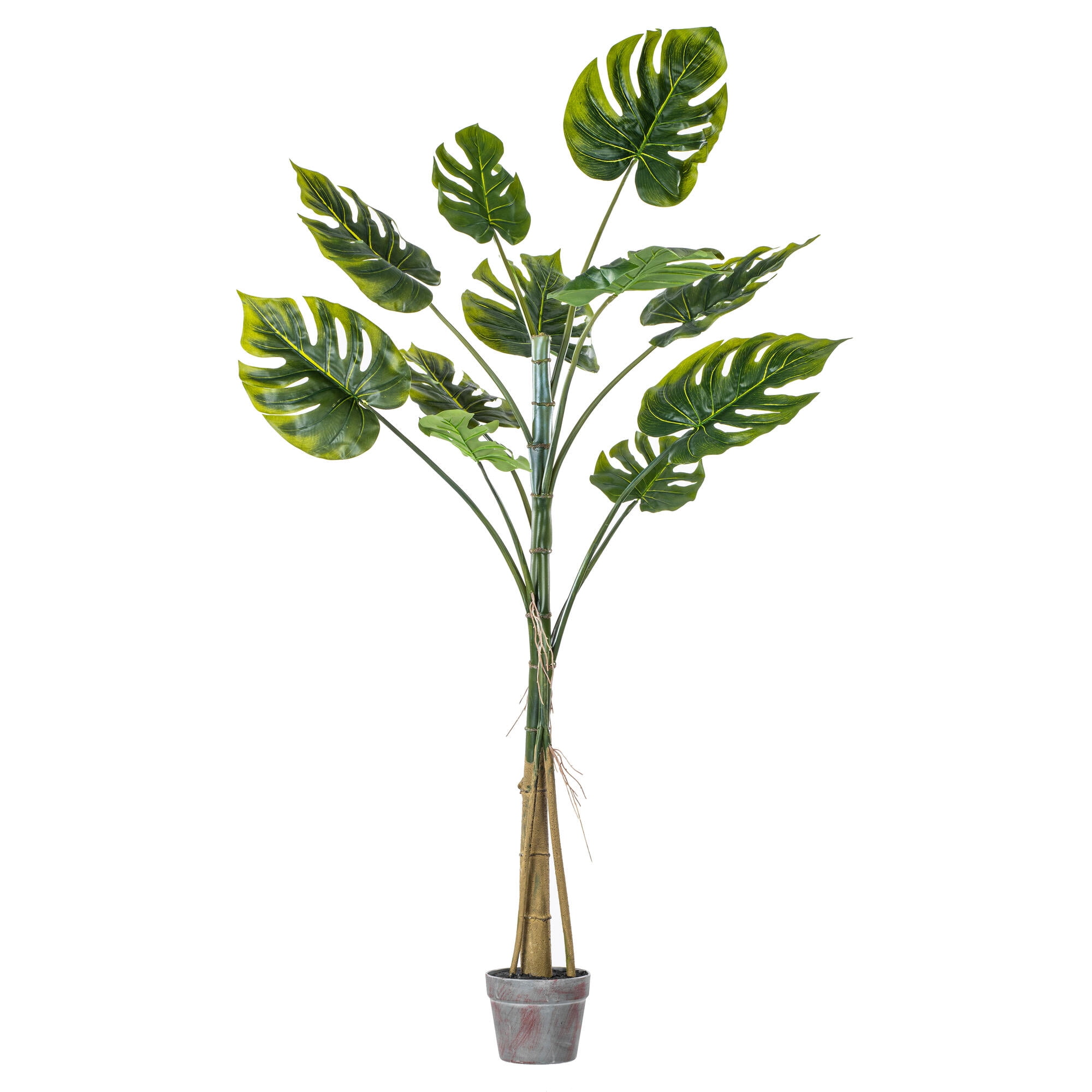 54" Tall Green Artificial Philodendron Tree in Weathered Plastic Pot