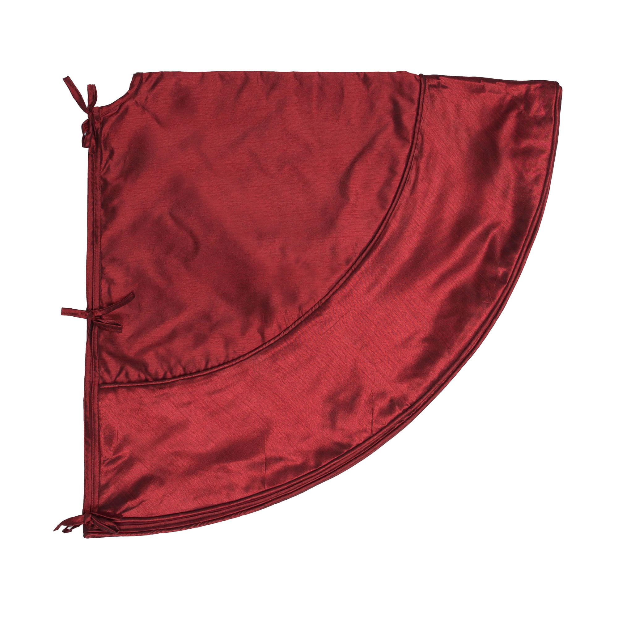 Burgundy Polyester 54" Christmas Tree Skirt with Tie Closures