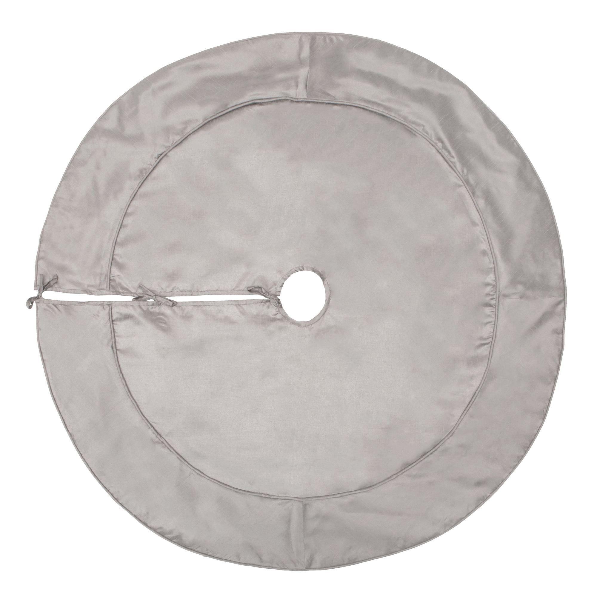 Elegant 54" Silver Polyester Round Christmas Tree Skirt