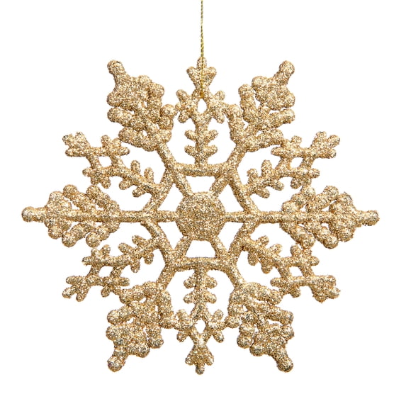 Vickerman 6.25" Antique Gold Glitter Snowflake Christmas Ornament, 12 per Box