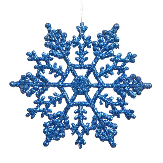 Vickerman 6.25" Blue Glitter Snowflake Christmas Ornament, 12 per Box