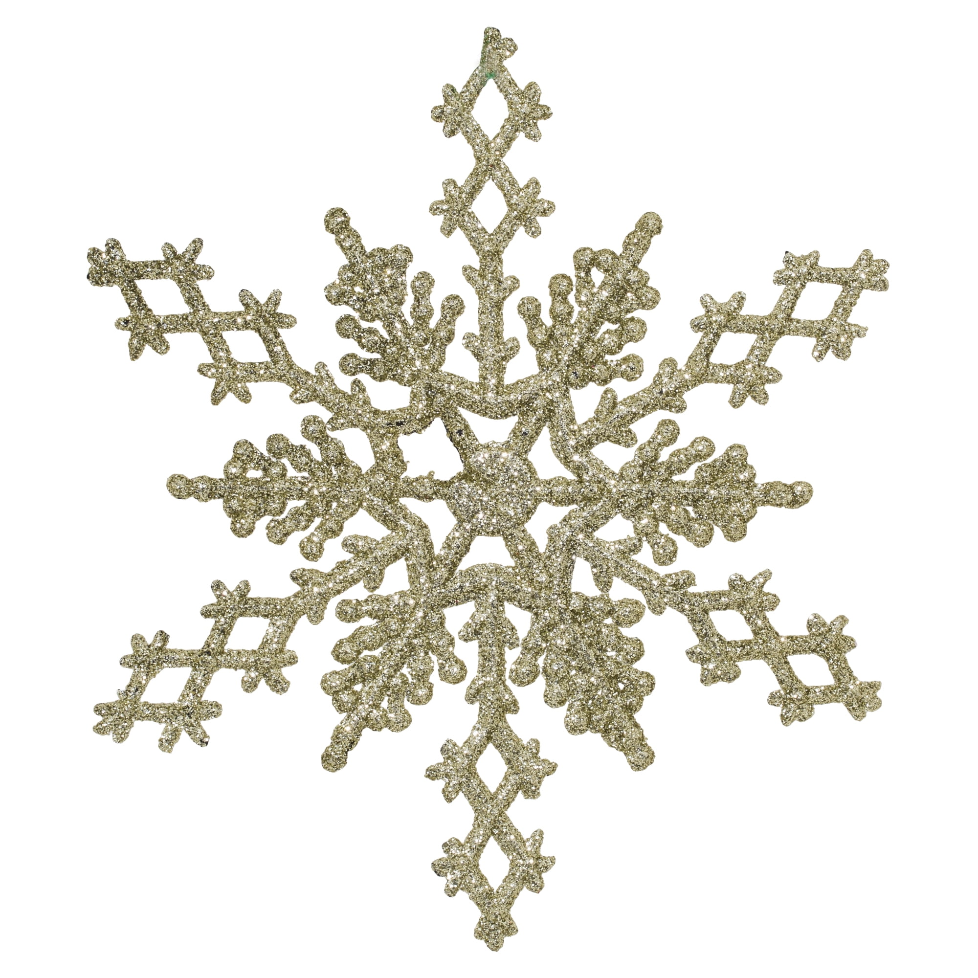 Champagne Glitter Shatterproof Plastic Snowflake Ornament Set
