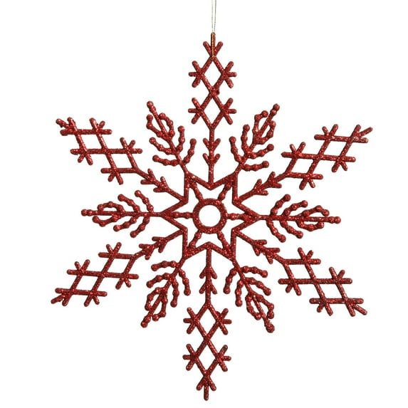 Vickerman 6.25" Red Glitter Snowflake Christmas Ornament, 12 per Box